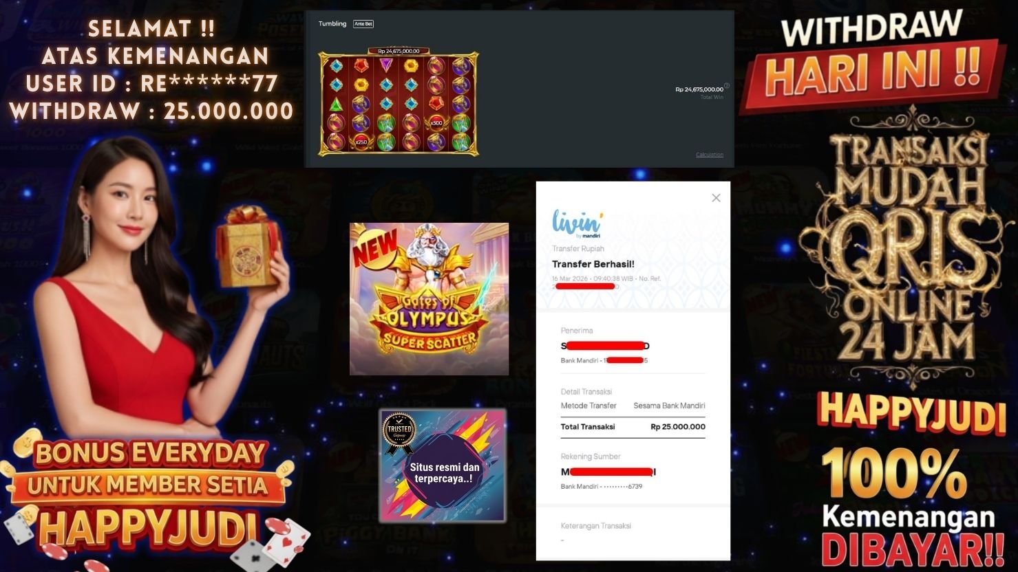 HAPPYJUDI JACKPOT SLOT GATES OF OLYMPUS SUPER SCATTER